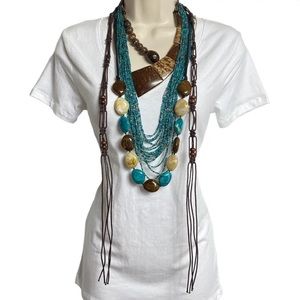Necklace Lot Mix Match Lot Necklaces Necklace Seed Bead Beaded Blue Teal Brown